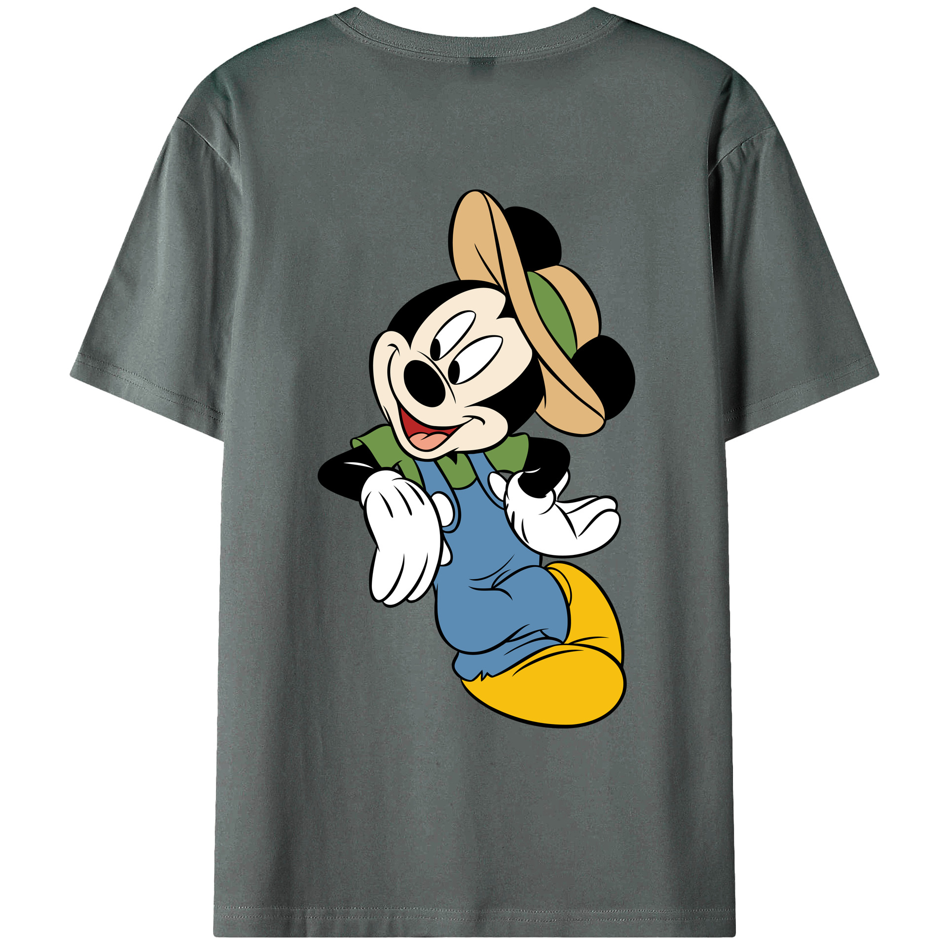 ミッキーマウス Mickey Mouse 綿100％ メンズ半袖Tシャツ（バックプリント） 通気性